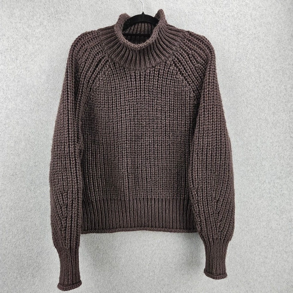 HM | Chocolate Brown Chunky Fisherman-Style Ribbed Knit Raglan Sweater